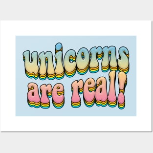 Unicorns Are Real!  Rainbow Graphic Design Logo T-Shirt Posters and Art